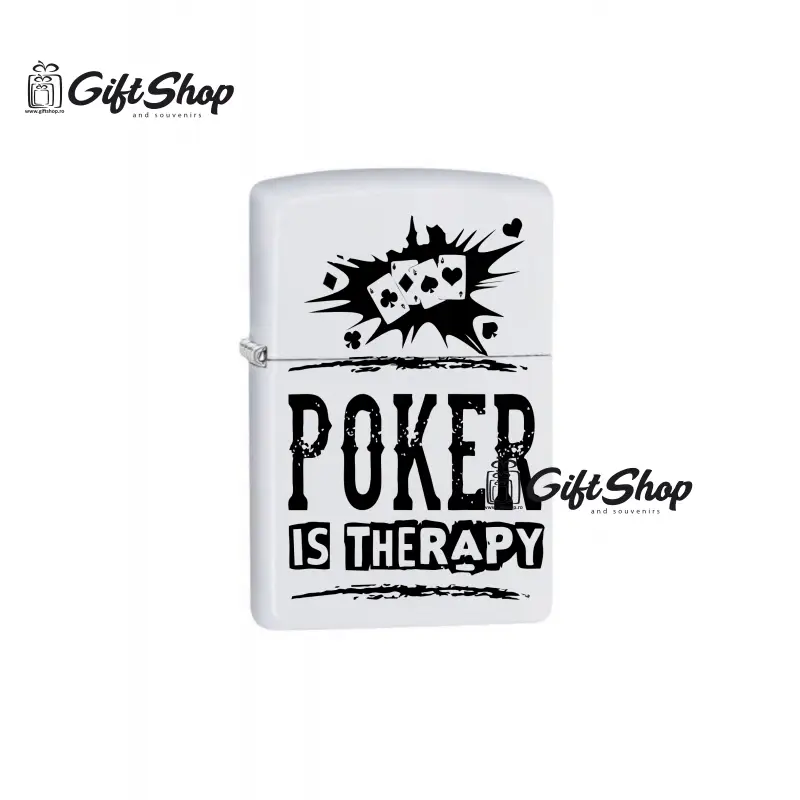Poker is therapy, bricheta metalica gravata laser cu mesajv